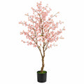 Albero artificiale di ciliegio 180 cm con fiori rosa vaso nero decorativo da interno
