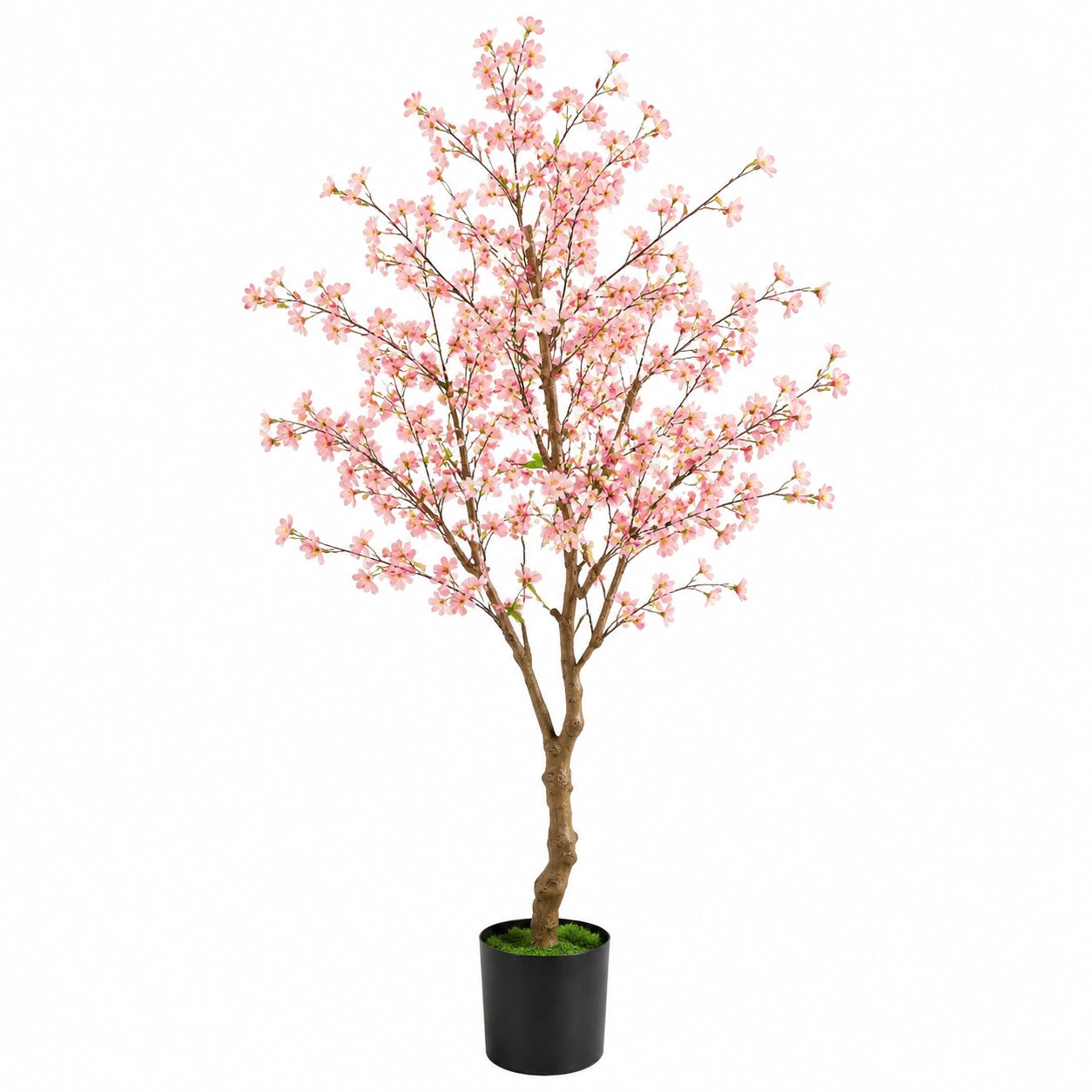Albero artificiale di ciliegio 180 cm con fiori rosa vaso nero decorativo da interno