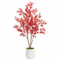Albero artificiale acero rosso 180 cm con vaso bianco decorativo da interno