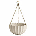 Vaso sospeso Ø 30 cm in cemento beige con catene metalliche per piante