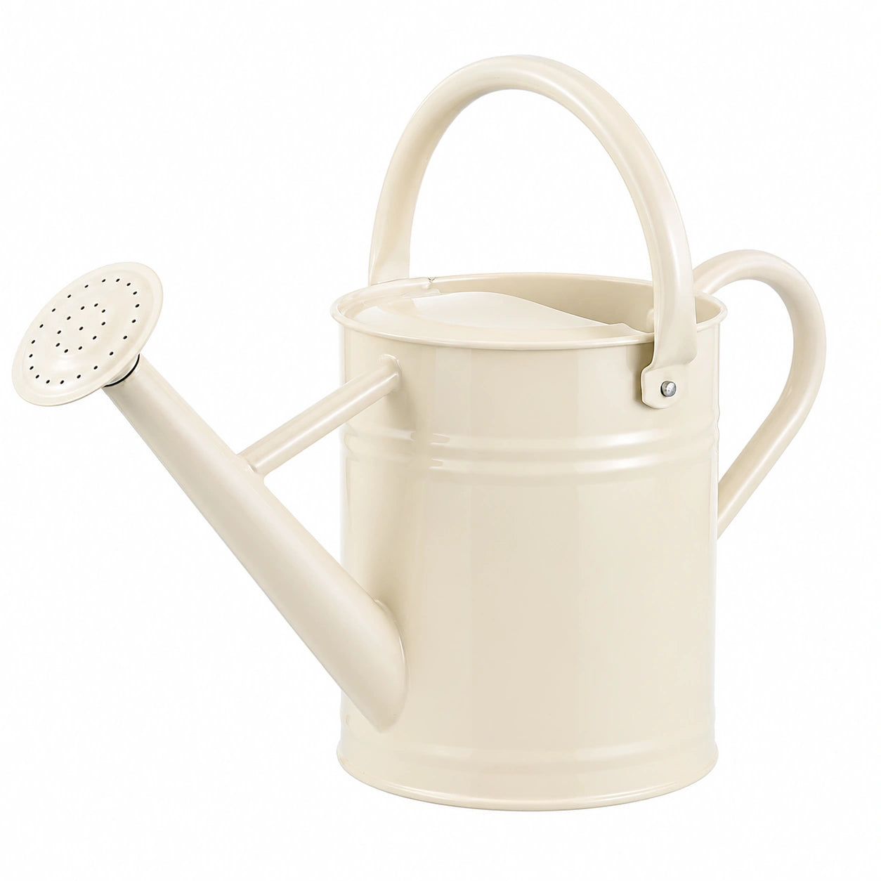 Annaffiatoio da giardino in metallo crema 10 L - diametro 20 cm altezza 35 cm con doccia e doppia impugnatura
