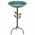 Bagnetto per uccelli Ø50 cm in metallo e ceramica verde - da terra decorativo