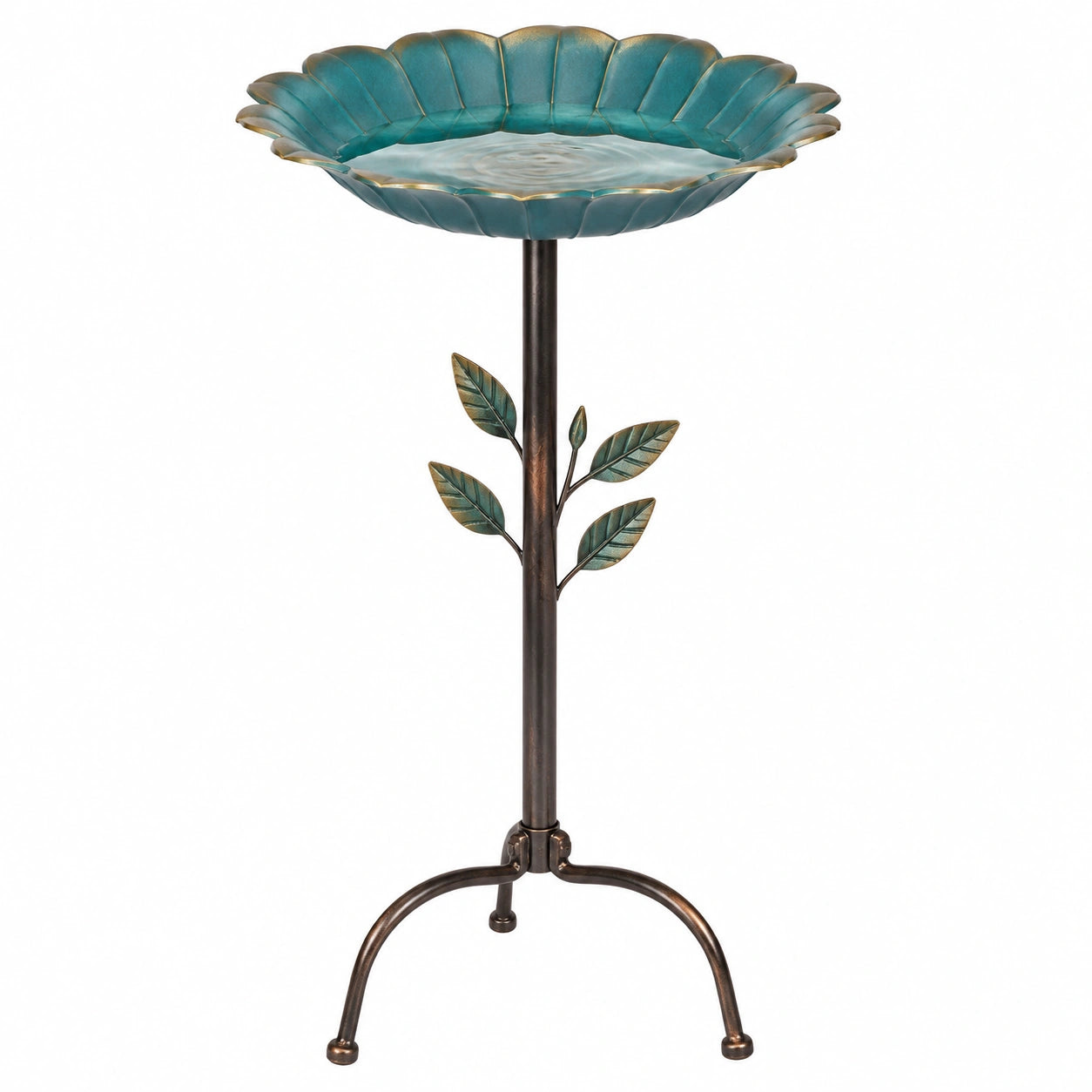 Bagnetto per uccelli Ø50 cm in metallo e ceramica verde - da terra decorativo