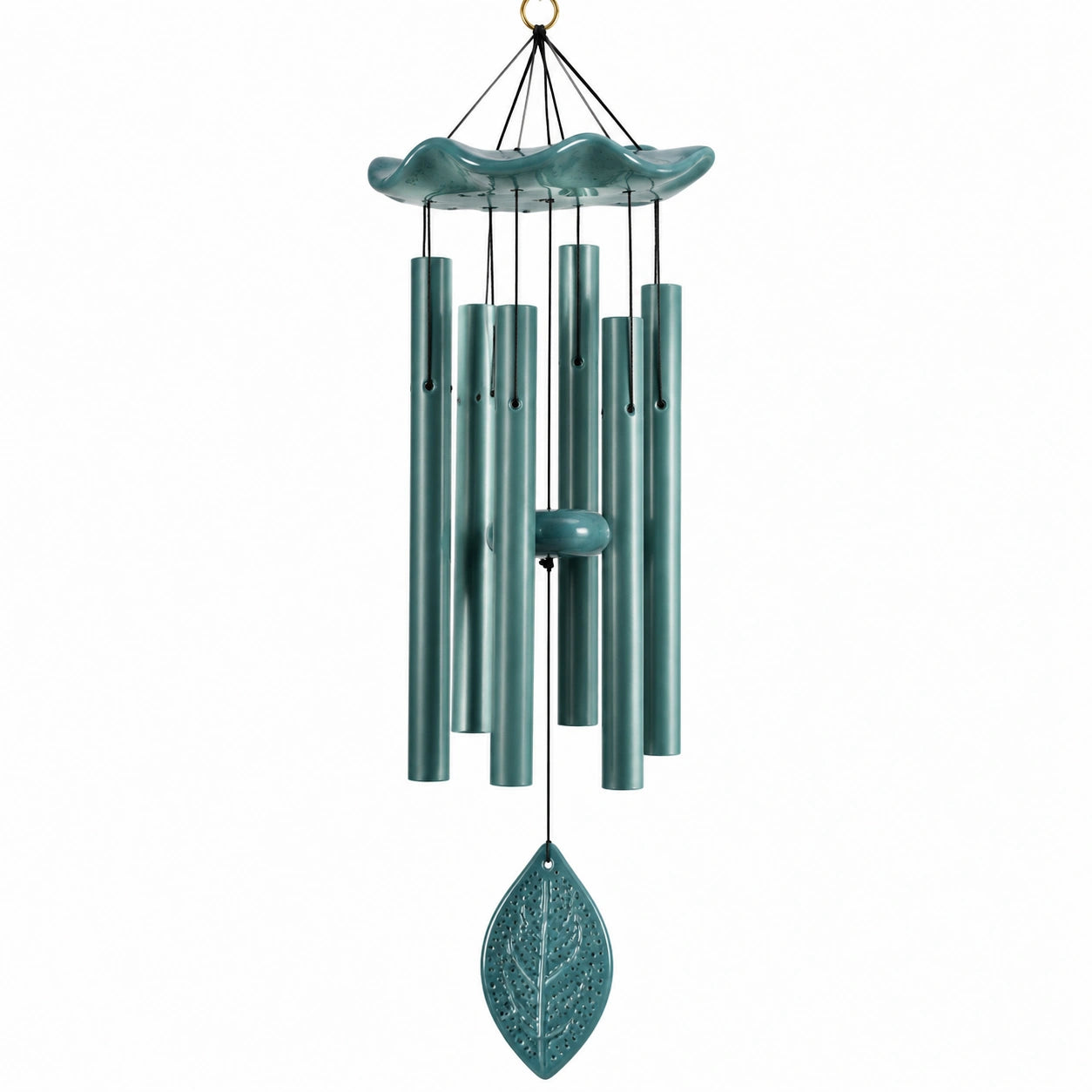 Campanella a vento 85 cm in metallo verde petrolio - decorazione sospesa sonora