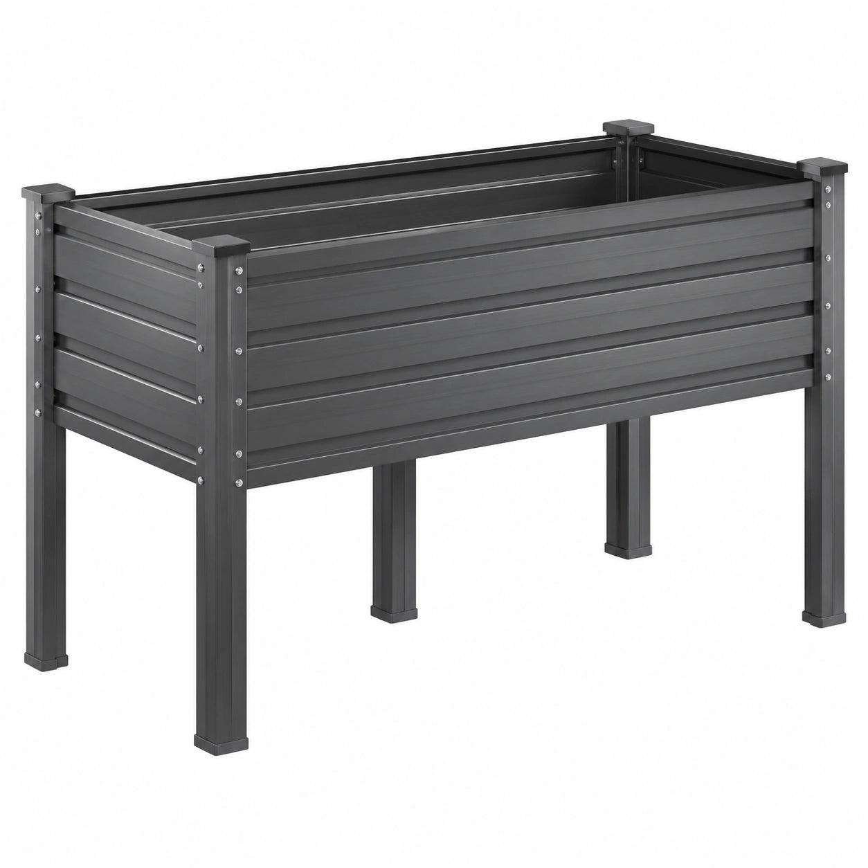 Fioriera rialzata 120 x 60 x 80 cm in acciaio grigio antracite per esterno con gambe
