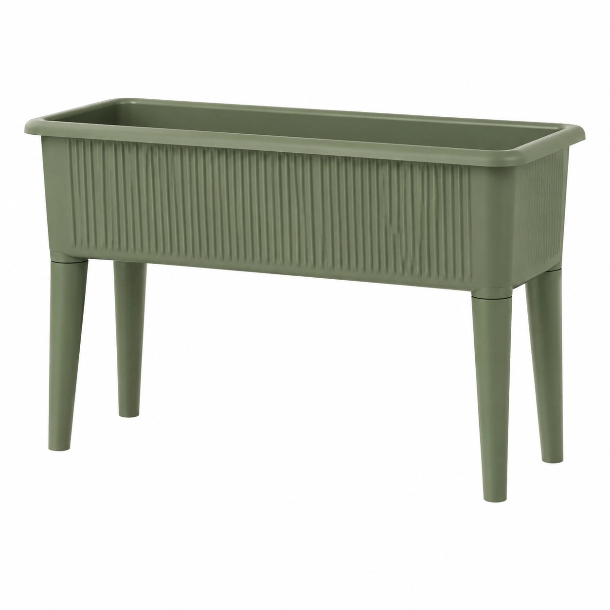 Fioriera rialzata 80 x 30 x 75 cm in plastica verde salvia con gambe per piante