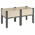 Fioriera rialzata doppia 120 x 60 x 80 cm in acciaio beige e antracite per orto e giardino