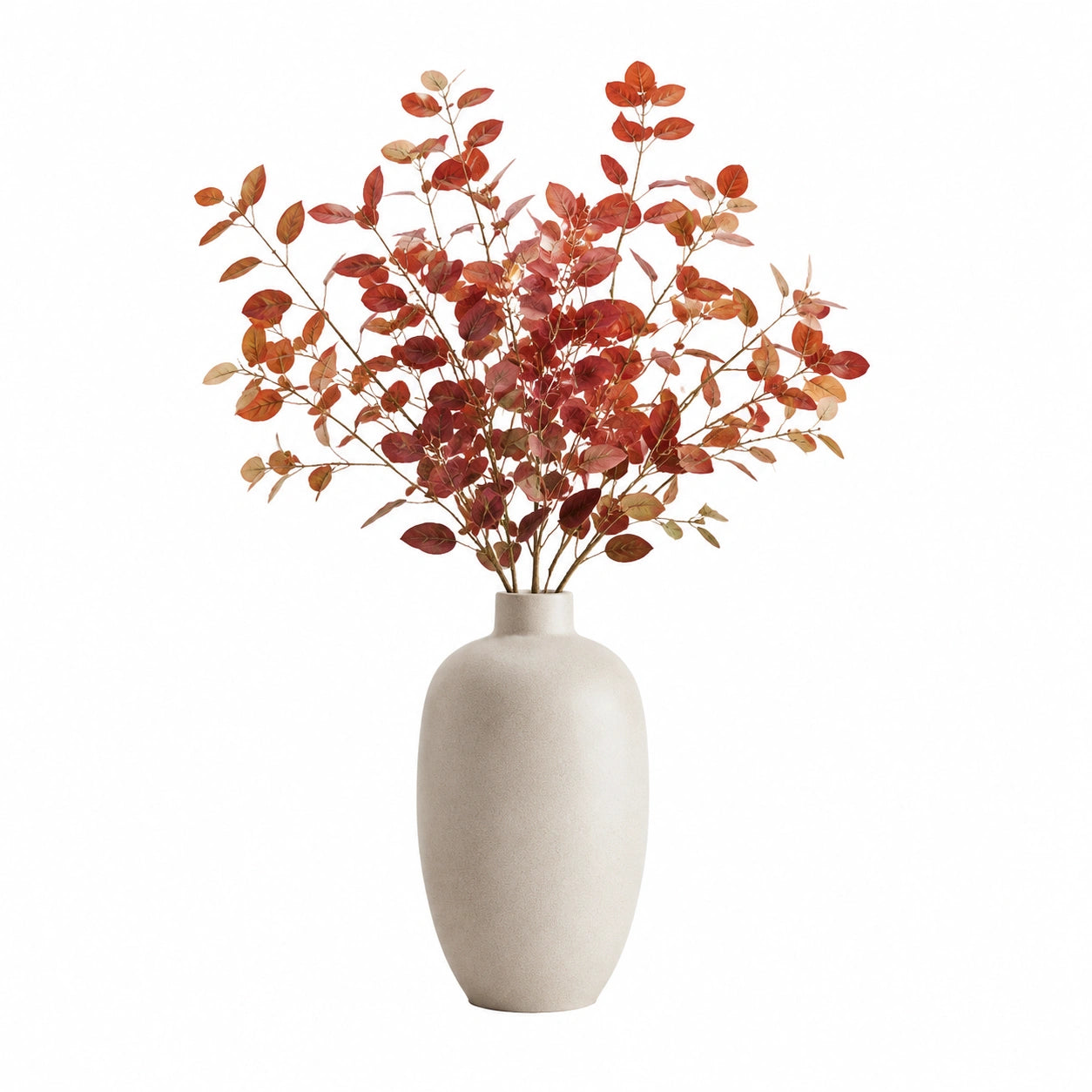 Mazzo di rami artificiali 90 cm in poliestere rosso ruggine per decorazione interna stile autunnale
