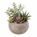 Pianta grassa artificiale in vaso 45 cm verde viola - composizione decorativa in plastica e cemento