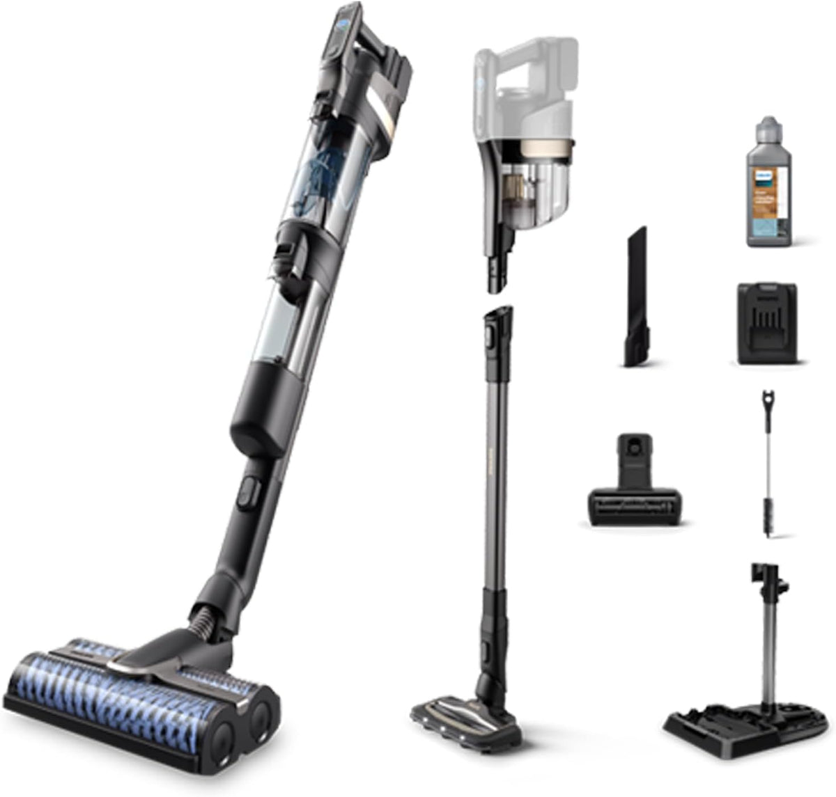 Philips, Odkurzacz do pracy na mokro i sucho, XW9384/01, 185 m, Czarny, oświetlenie LED, praca bezprzewodowa, 3 w 1