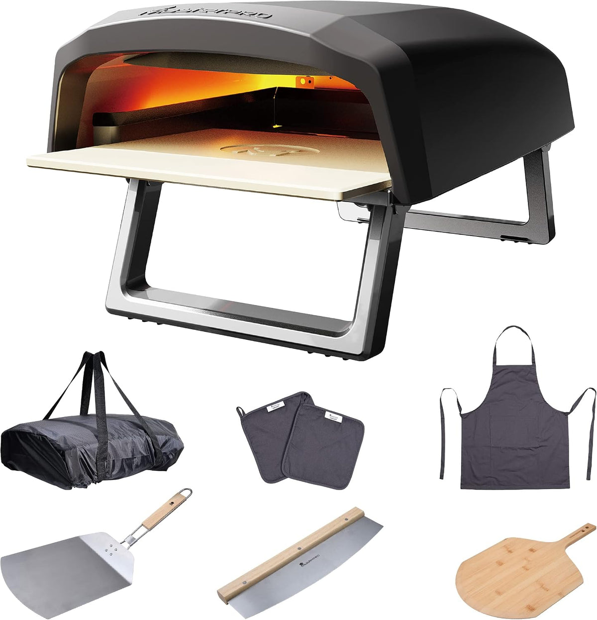 MasterPRO, Piec do pizzy, 69 x 48 x 29 cm, Czarny / Srebrny