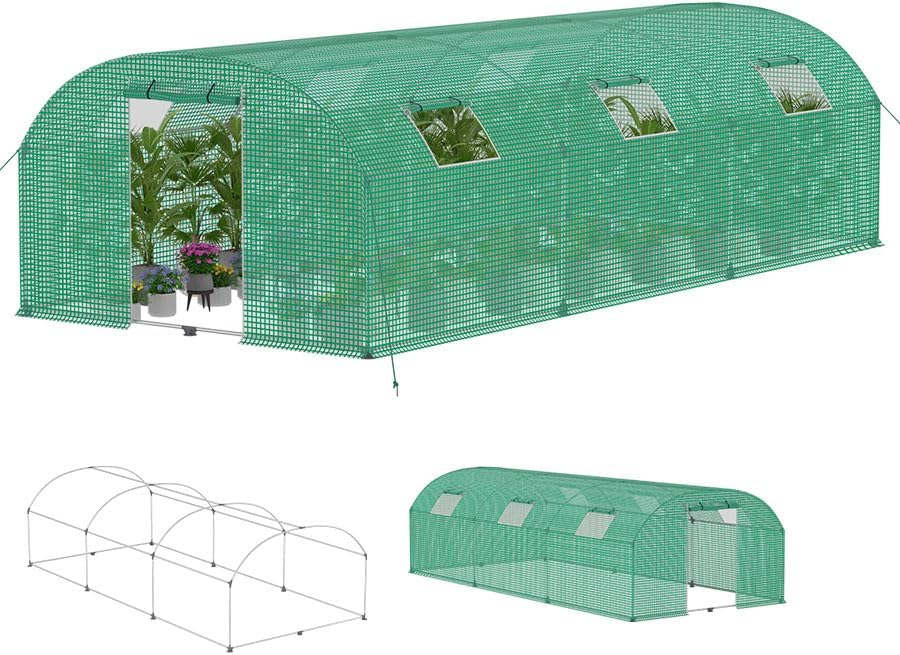 Szklarnie, Aufun, 3 x 6 x 2 m, Zielony, polirattan, ochrona UV