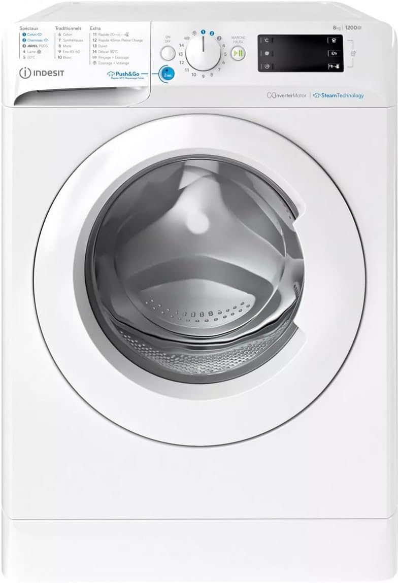 Indesit, Pralka, 8 kg, Czarny