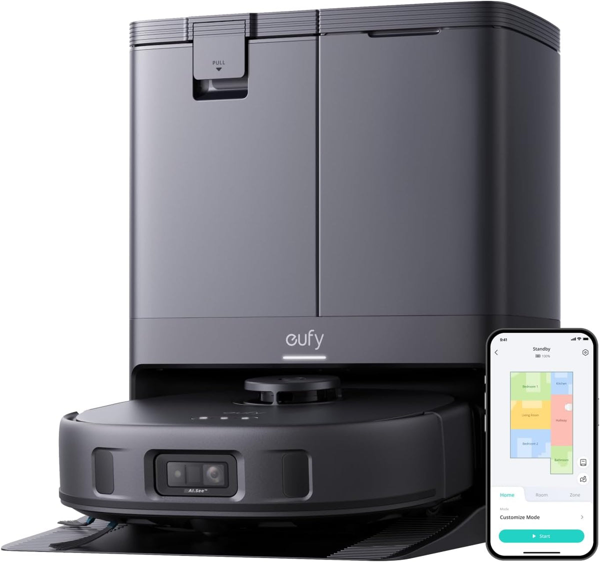 eufy, Robot sprzątający, X10, 3 l, Czarny, oświetlenie LED