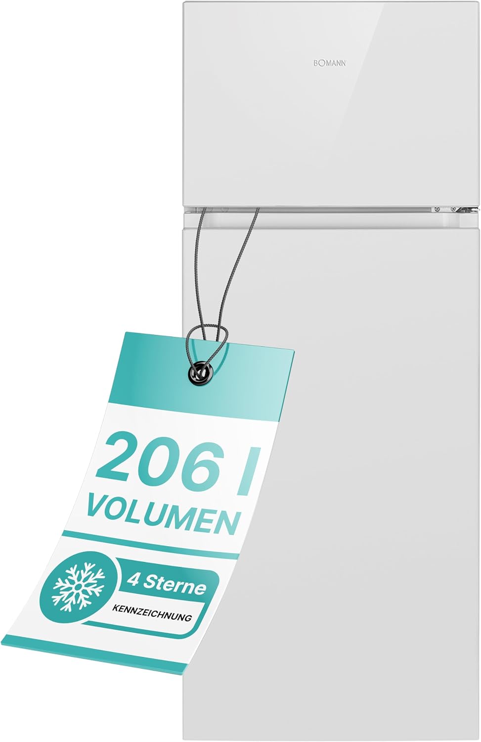 Bomann, Lodówka, 206 l, 2 kg, 75 W, Biały, regulowana wysokość, oświetlenie LED