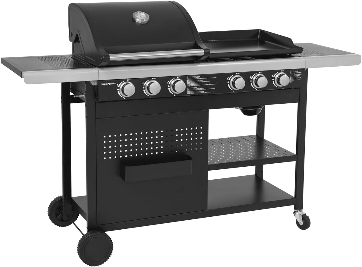 Happy Garden, Grille na gaz ziemny, 18 kW, Czarny, funkcja grilla