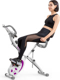 leikefitness, Stacjonarne rowery treningowe, 47 x 25 x 133 cm, 3 W, Biały/Fioletowy, składana konstrukcja, 3 w 1