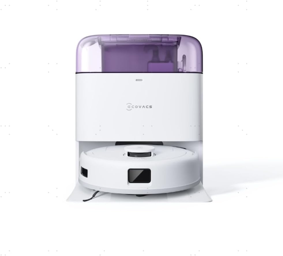 ECOVACS, Robot sprzątający, 28,6 cm, 55 dB, Biały/Fioletowy, samoczyszczenie