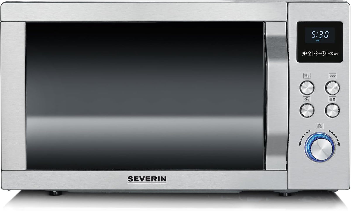 Severin, Kuchenka mikrofalowa, 28 cm, 25 l, 950 W, Srebrny, stal nierdzewna, funkcja grilla