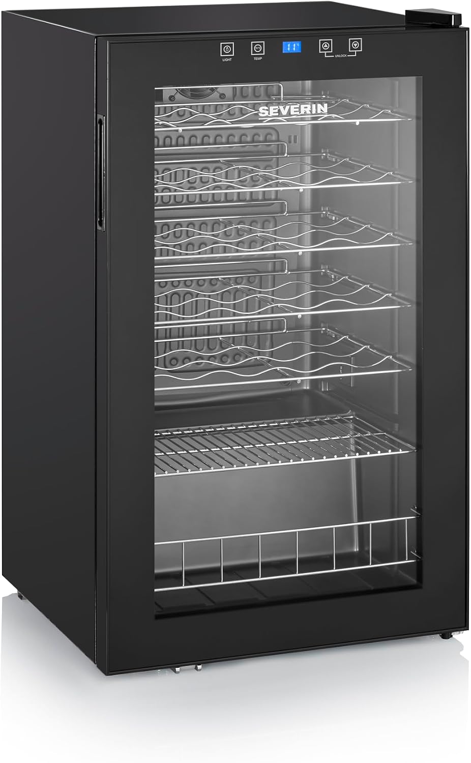 Severin, Wolnostojące chłodziarki do wina, 95 l, 85 cm, Czarny, oświetlenie LED