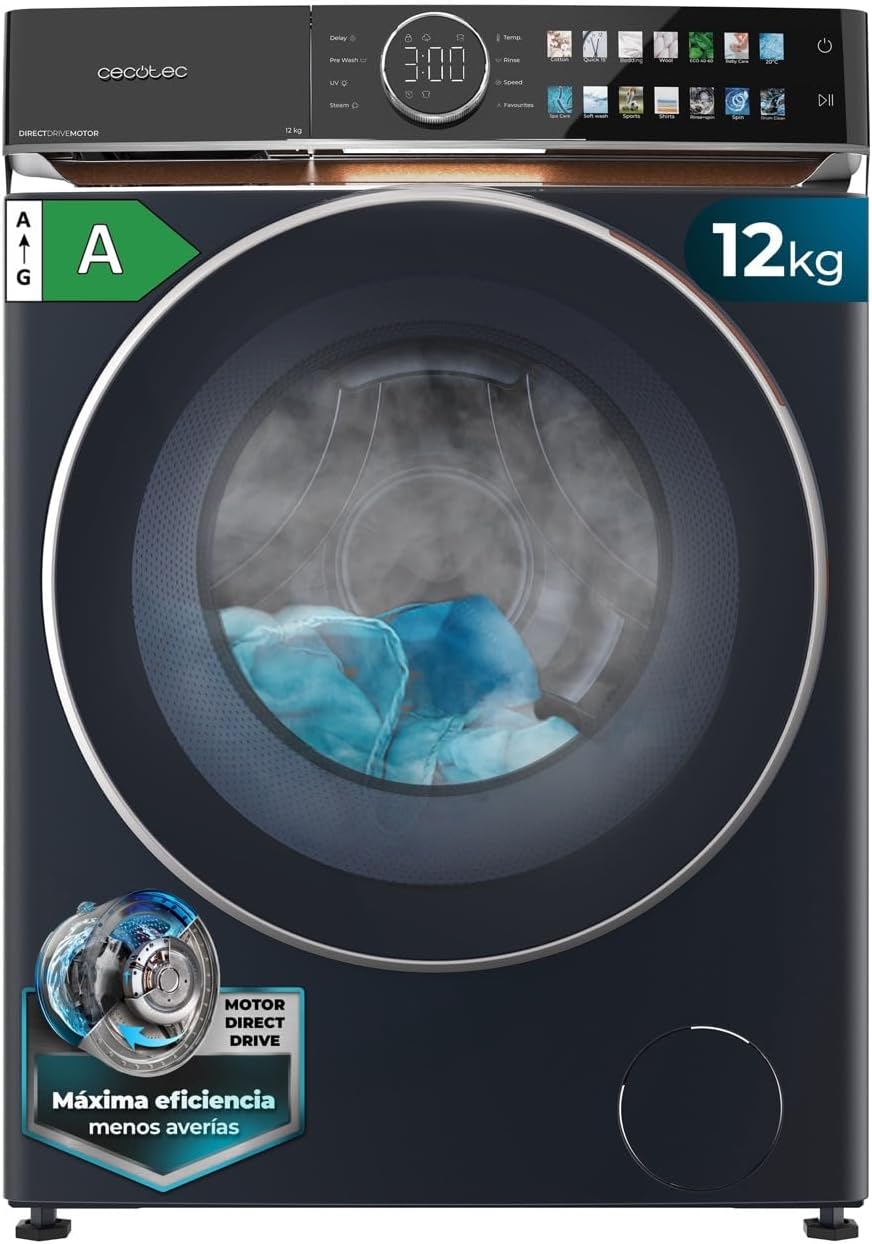 Cecotec, Pralka, 1400RPM, 12 kg, 1400 obr./min, Czarny