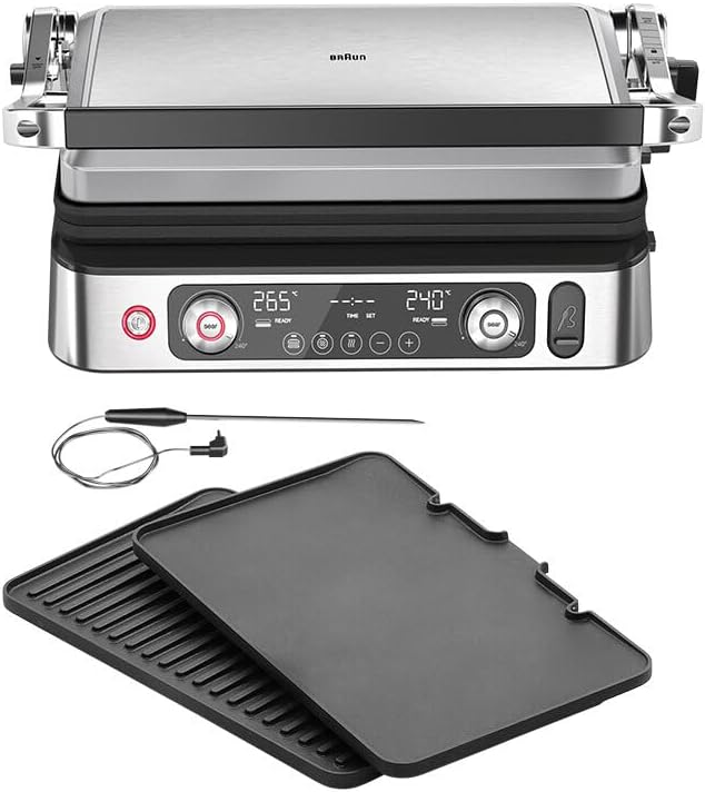 Grill elektryczny, Braun, 2200 W, Czarny/Stal Nierdzewna, funkcja grilla