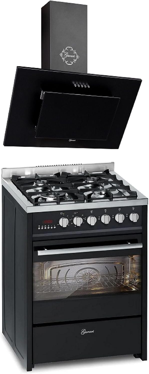 Gurari, Okap kuchenny, 60 cm, 60 l, 4,0 kW, Czarny, metal, funkcja grilla