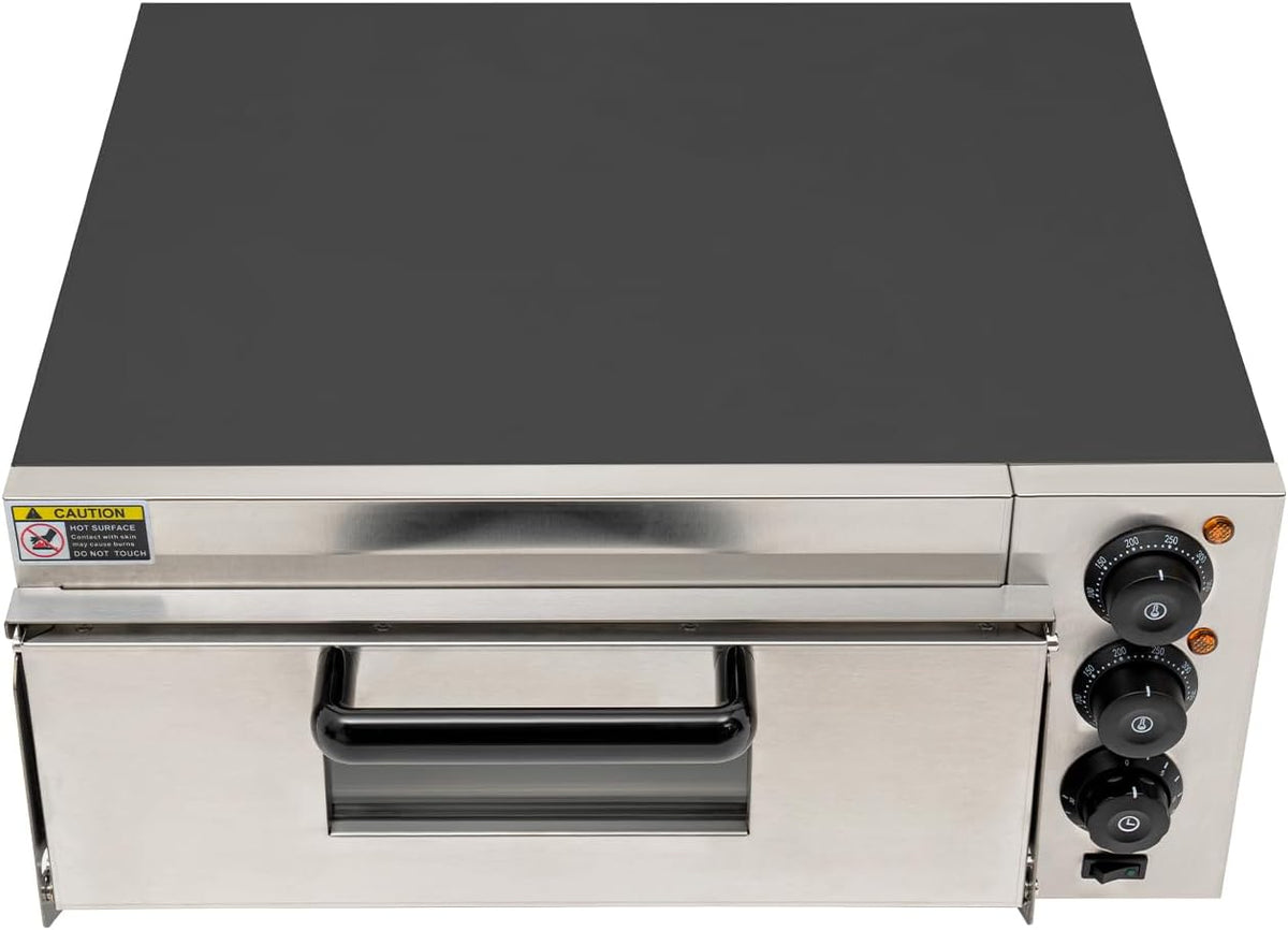 Piec do pizzy, Queeucaer, 2000 W, 57 x 53 x 27,5 cm, 220 V, Czarny/Srebrny, stal nierdzewna
