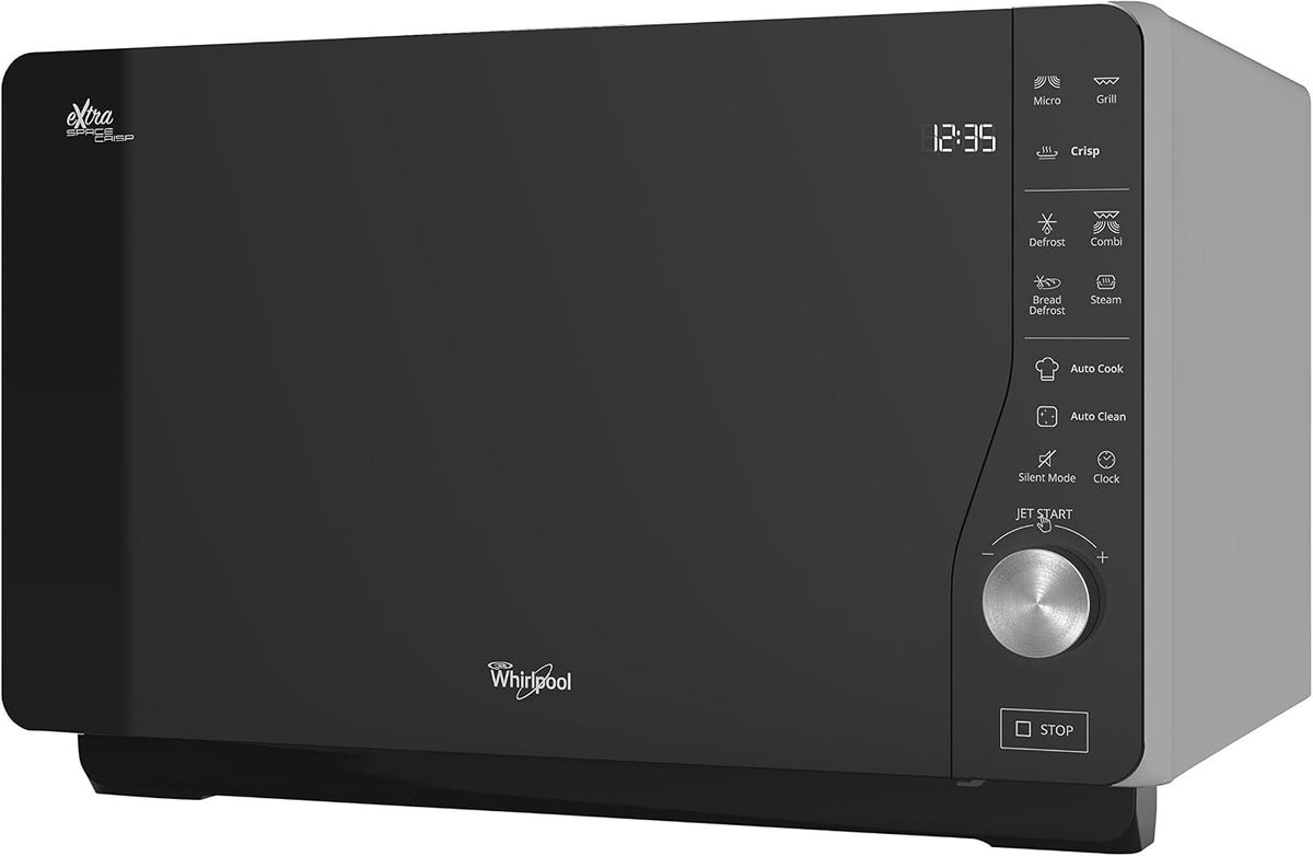 Whirlpool, Kuchenka mikrofalowa, 25 l, 1000 W, 40 cm, Czarny/Srebrny, funkcja grilla