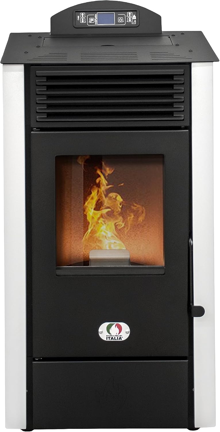 Ogrzewanie granulowane, STUFE A PELLET ITALIA, 8 kW, 70 m, Biały