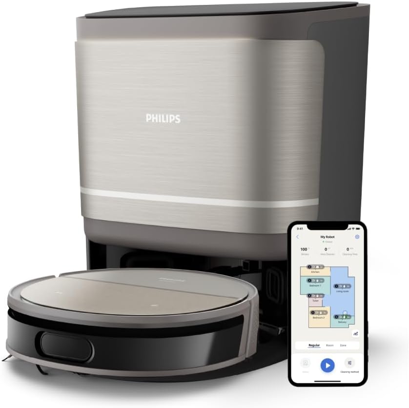 Philips, Robot sprzątający, XU9100/10, 5 W, Srebrny/Czarny, samoczyszczenie, 5 w 1