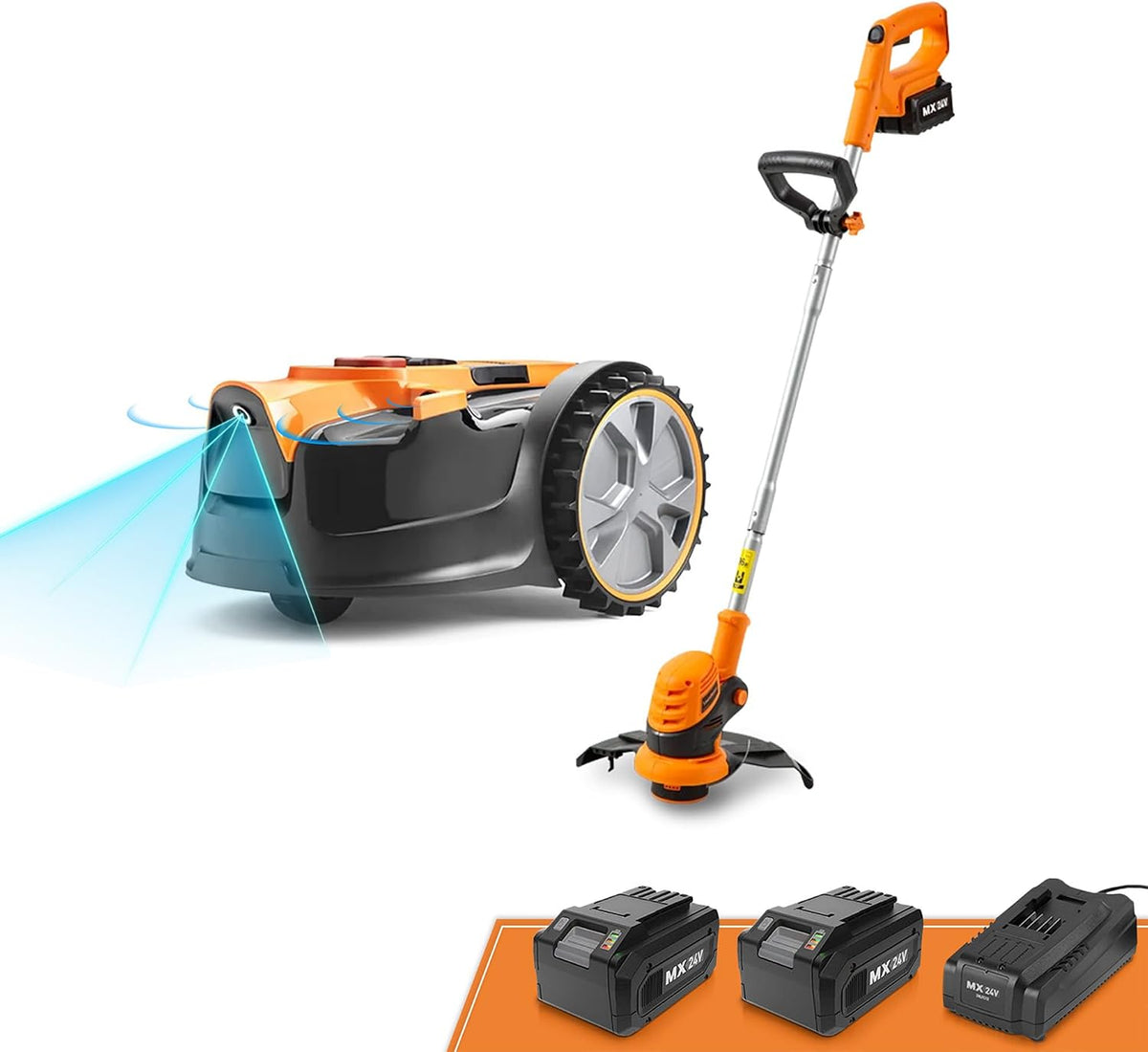 Lawnmaster, Kosiarki automatyczne, 24 V, 20 mm, 3 W, Pomarańczowy/Czarny/Srebrny, regulowana wysokość, praca bezprzewodowa, 3 w 1