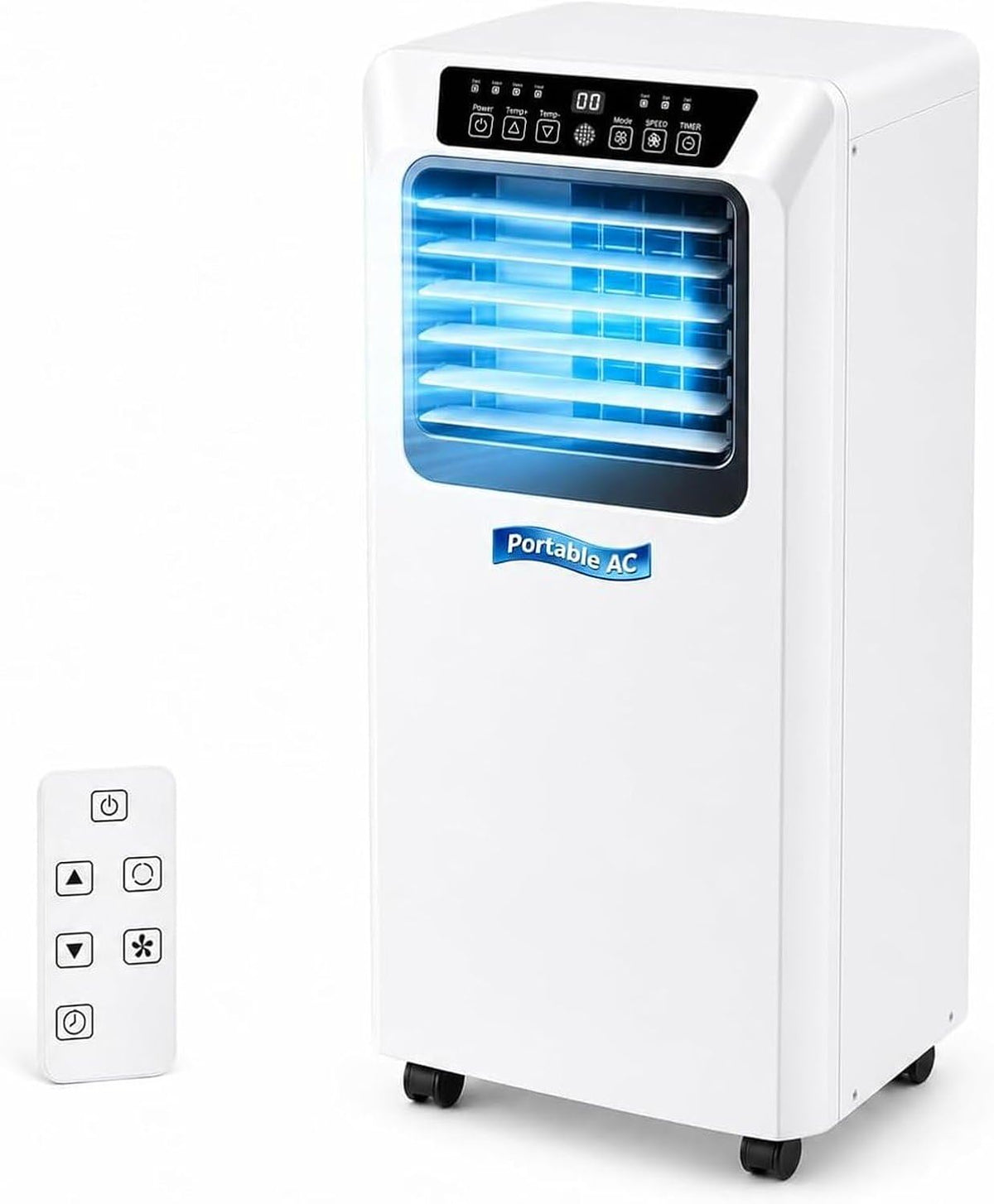 HUANQIN, Klimatyzator przenośny, 7000BTU, 7000 BTU, 20 m, Biały, oświetlenie LED, pilot zdalnego sterowania