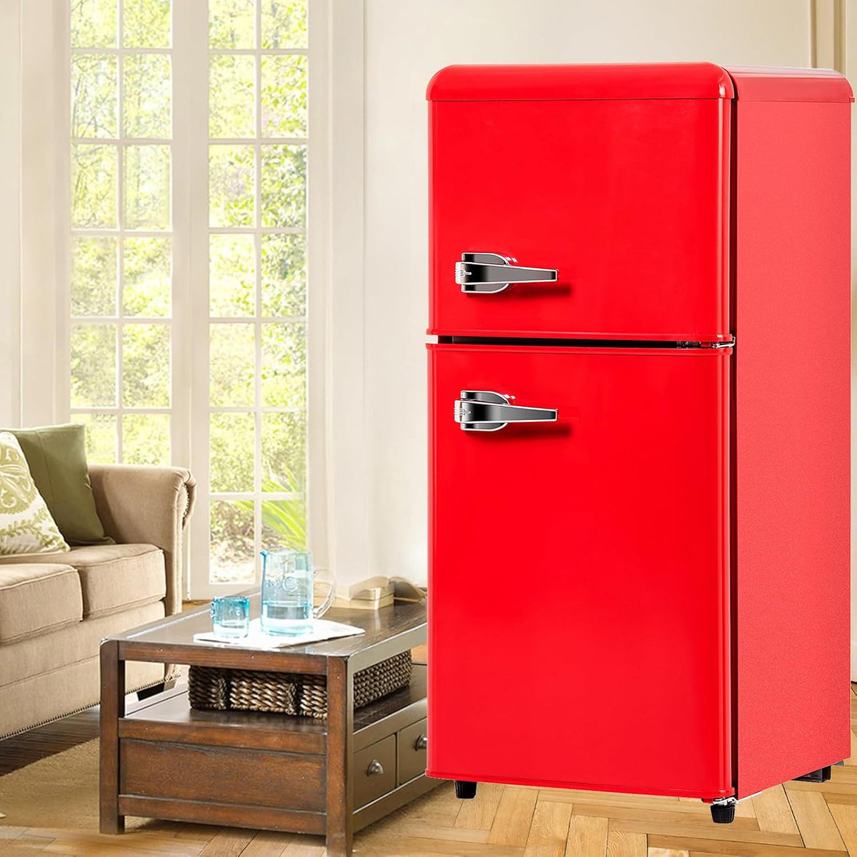 ZYLDDS, Minilodówka, 60 l, 88,8 x 45,5 x 42,5 cm, 45 dB, Czerwony