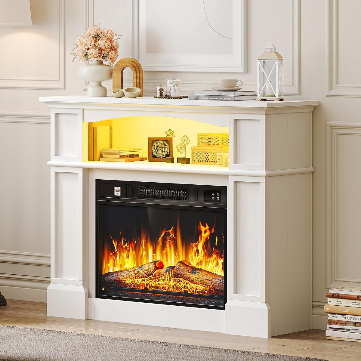 YITAHOME, Kominek elektryczny, 100x30.5x79 cm, 2000 W, 5,5 KG, Biały, MDF, oświetlenie LED, pilot zdalnego sterowania