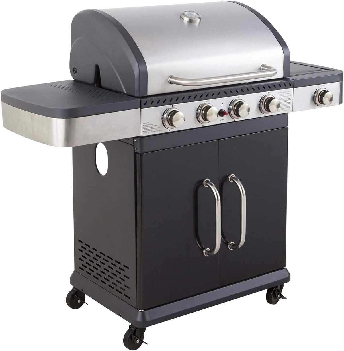 Cook'in garden, Grille na gaz ziemny, 2 W, Srebrny/Czarny, metal, funkcja grilla, 2 w 1