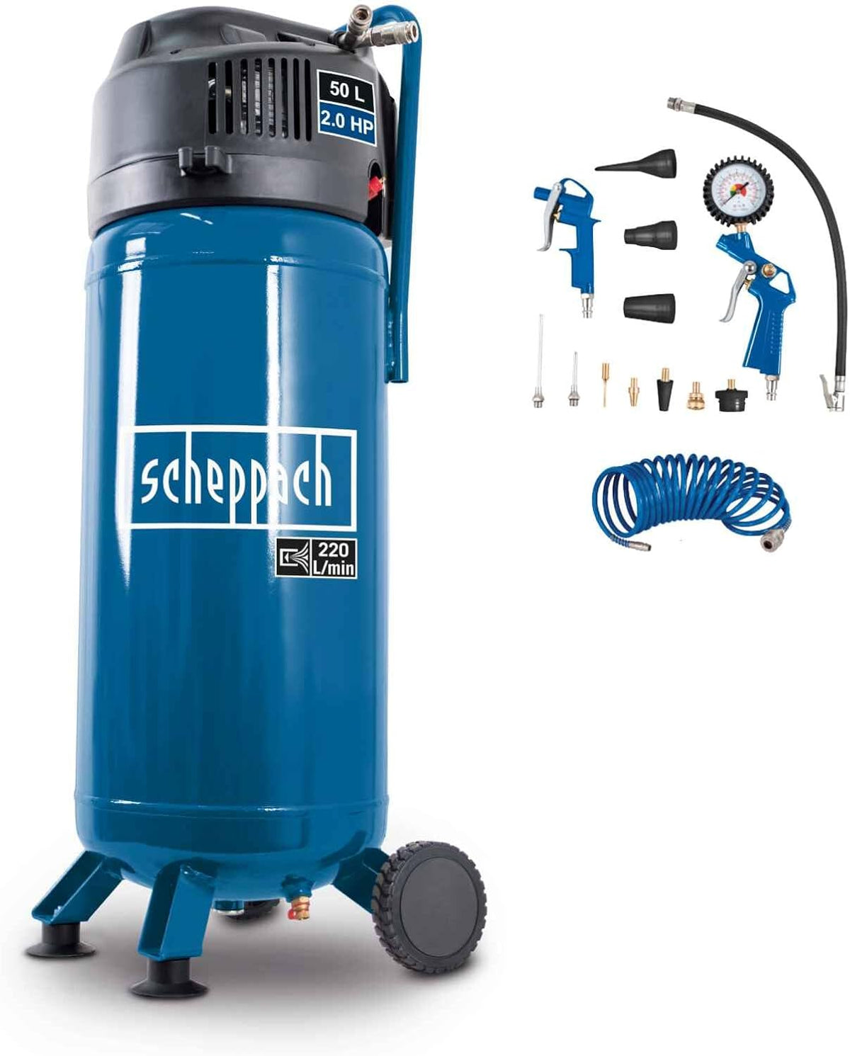Scheppach, Sprężarki powietrza, HC51, 50 l, 1500 W, 10 bar, Czarny
