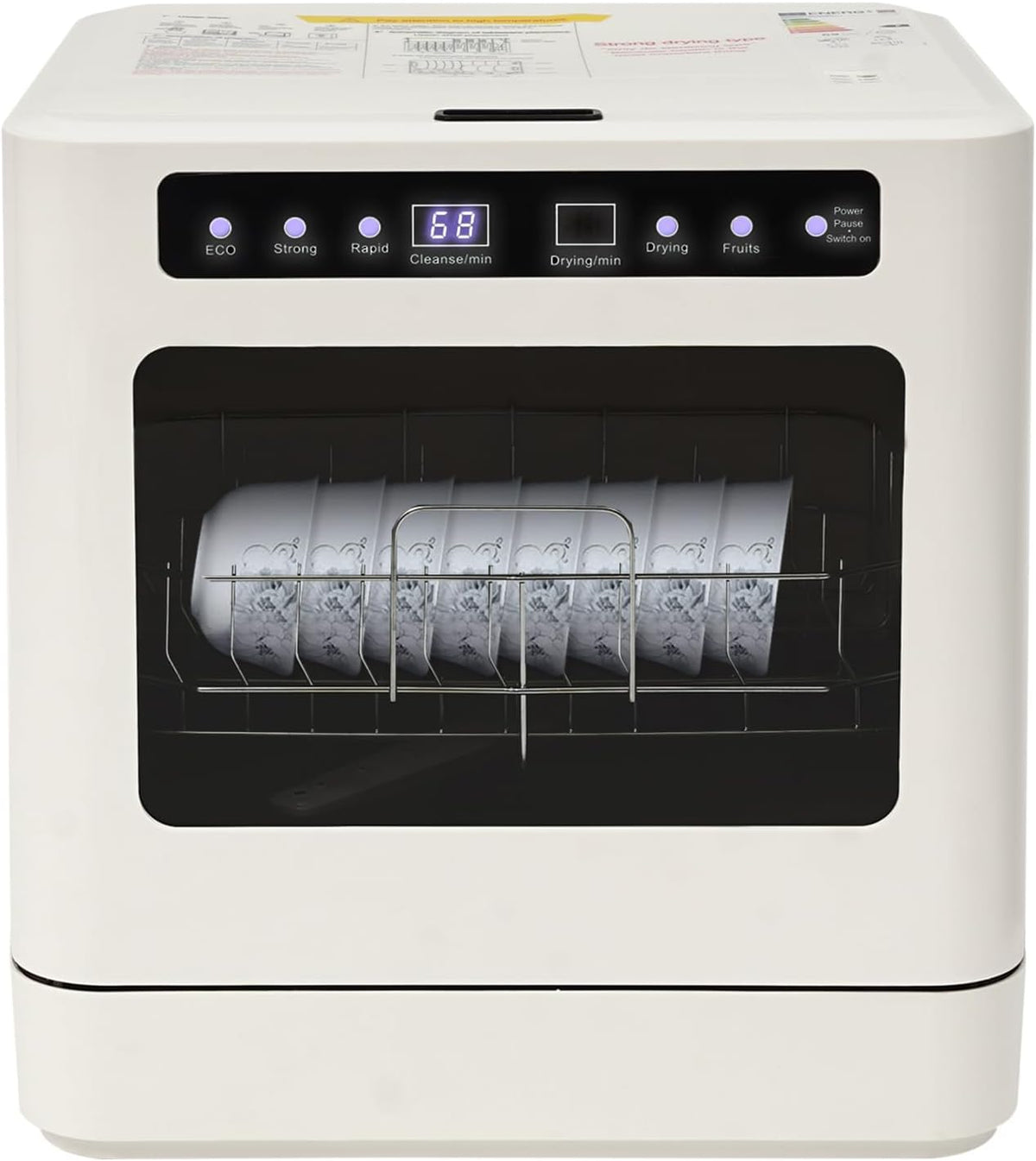 DOPBENT, Zmywarka, 800 W, 43 x 39 x 46 cm, 240 V, Biały, metal, oświetlenie LED