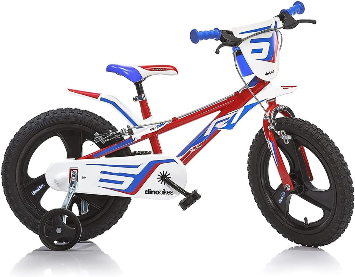 Dino Bikes, Rowery do jazdy po asfalcie dla dzieci, 14 cali, Czerwony/Niebieski/Biały