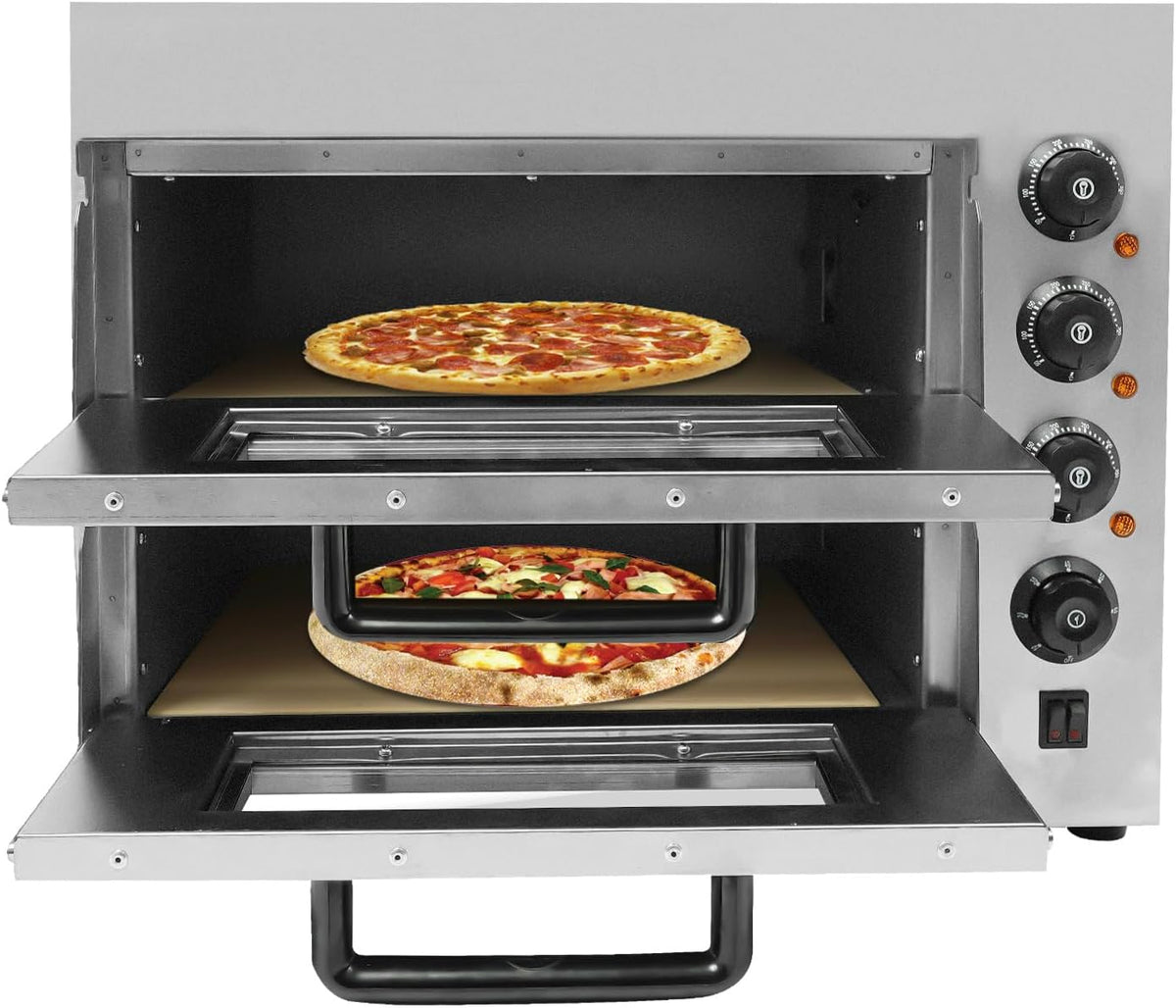 EUAIIPull, Piec do pizzy, 3000 W, 57 x 47,5 x 44 cm, 20 litrów, Srebrny/Czarny, stal nierdzewna, timer, funkcja grilla