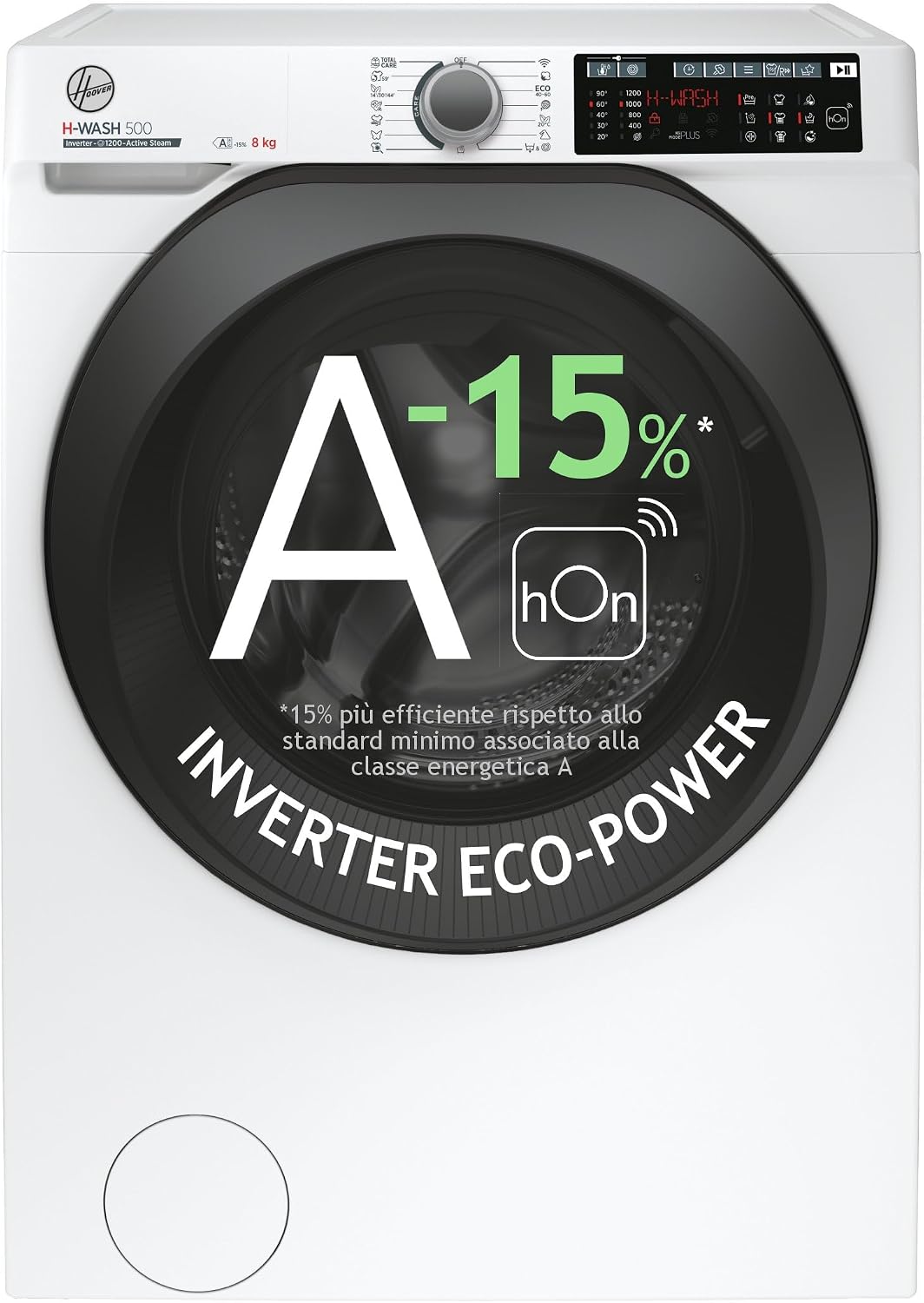 Hoover, Pralka, 28AMC71-S, 85 x 60 x 53 cm, 8 kg, Biały/Czarny, Wi-Fi