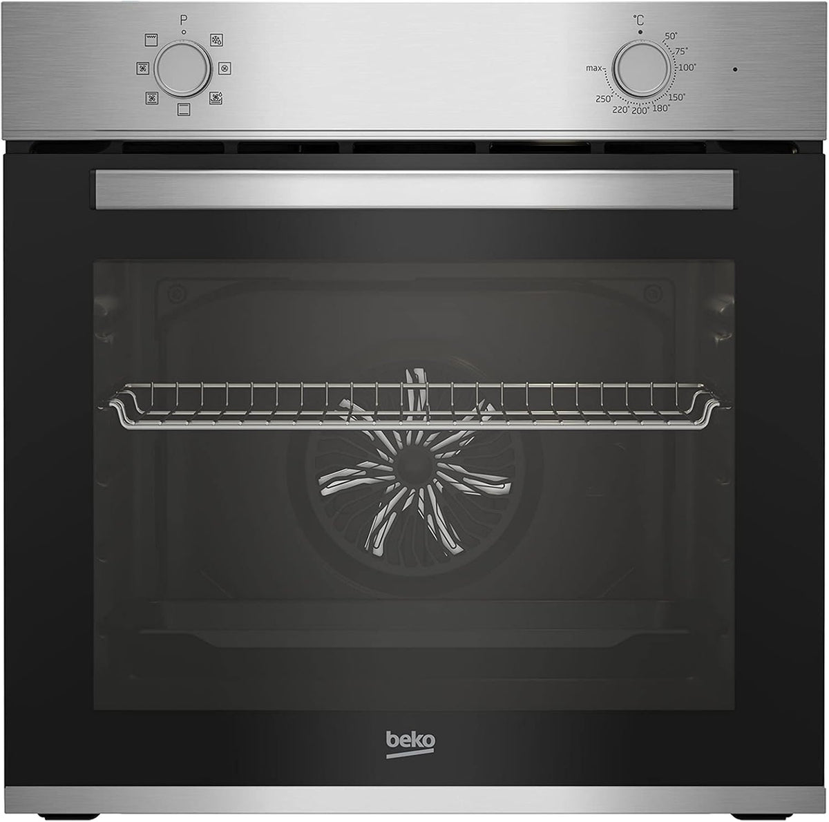 BEKO, Piekarnik do zabudowy, BBIE12000X/, 59,5 x 59,4 x 56,7 cm, 66 l, 22,5 kg, Czarny/Srebrny, funkcja grilla