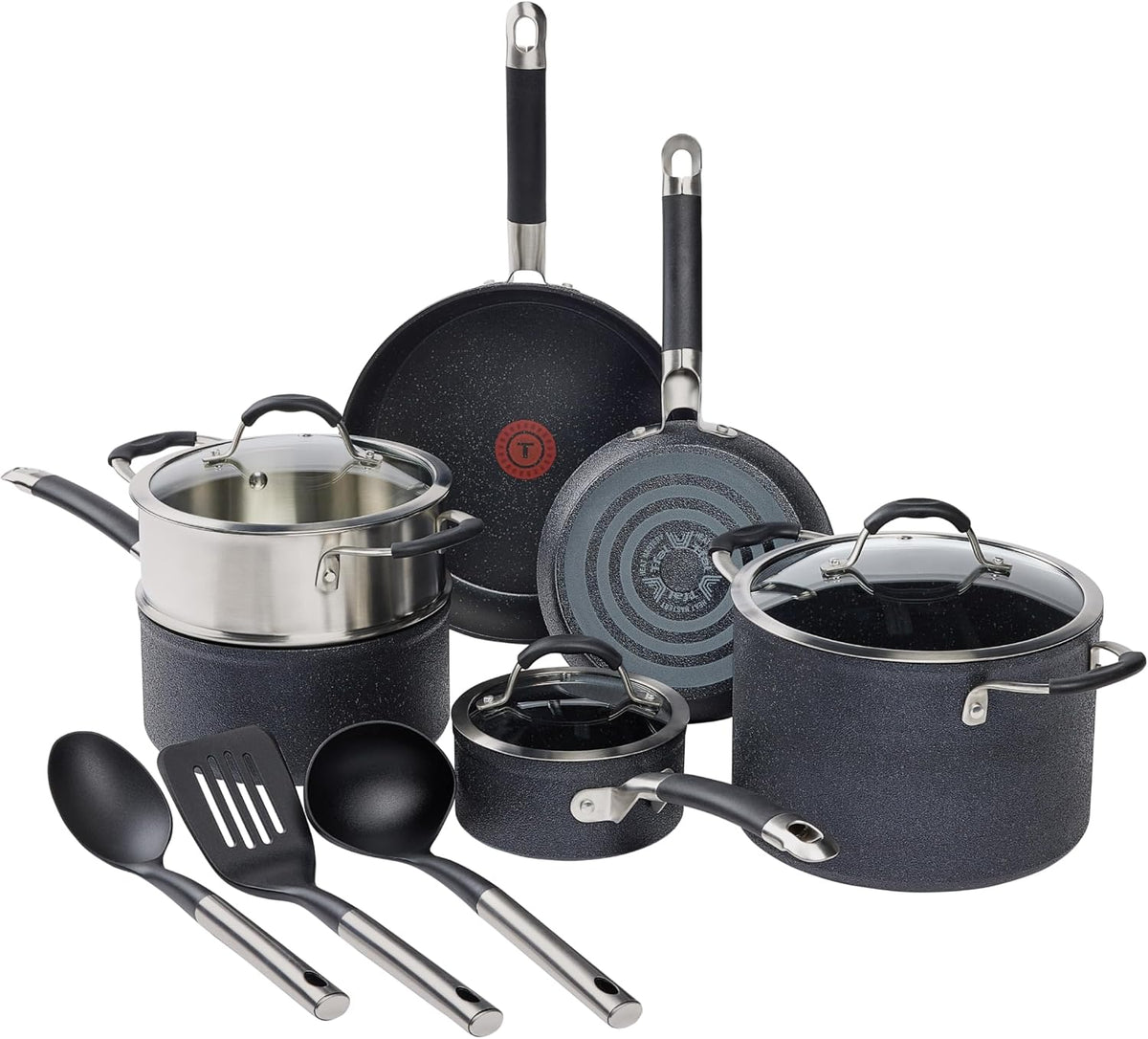 Zestawy garnków i patelni, Tefal, Czarny