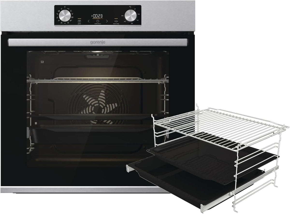 Gorenje, Piekarnik do zabudowy, E14X, 77 l, 60 cm, Czarny/Srebrny, funkcja grilla