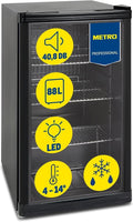 METRO Professional, Minilodówka, GPC1088, 43 x 49 x 83 cm, 88 l, 39 dB, Czarny, metal, oświetlenie LED